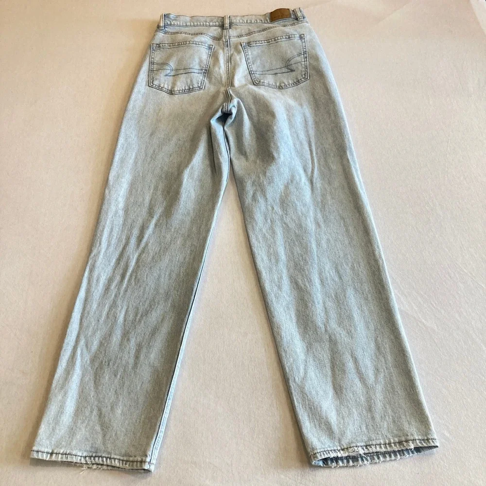 American Eagle Jeans Women 10 (29x31) Highest Rise Baggy Straight Light Wash